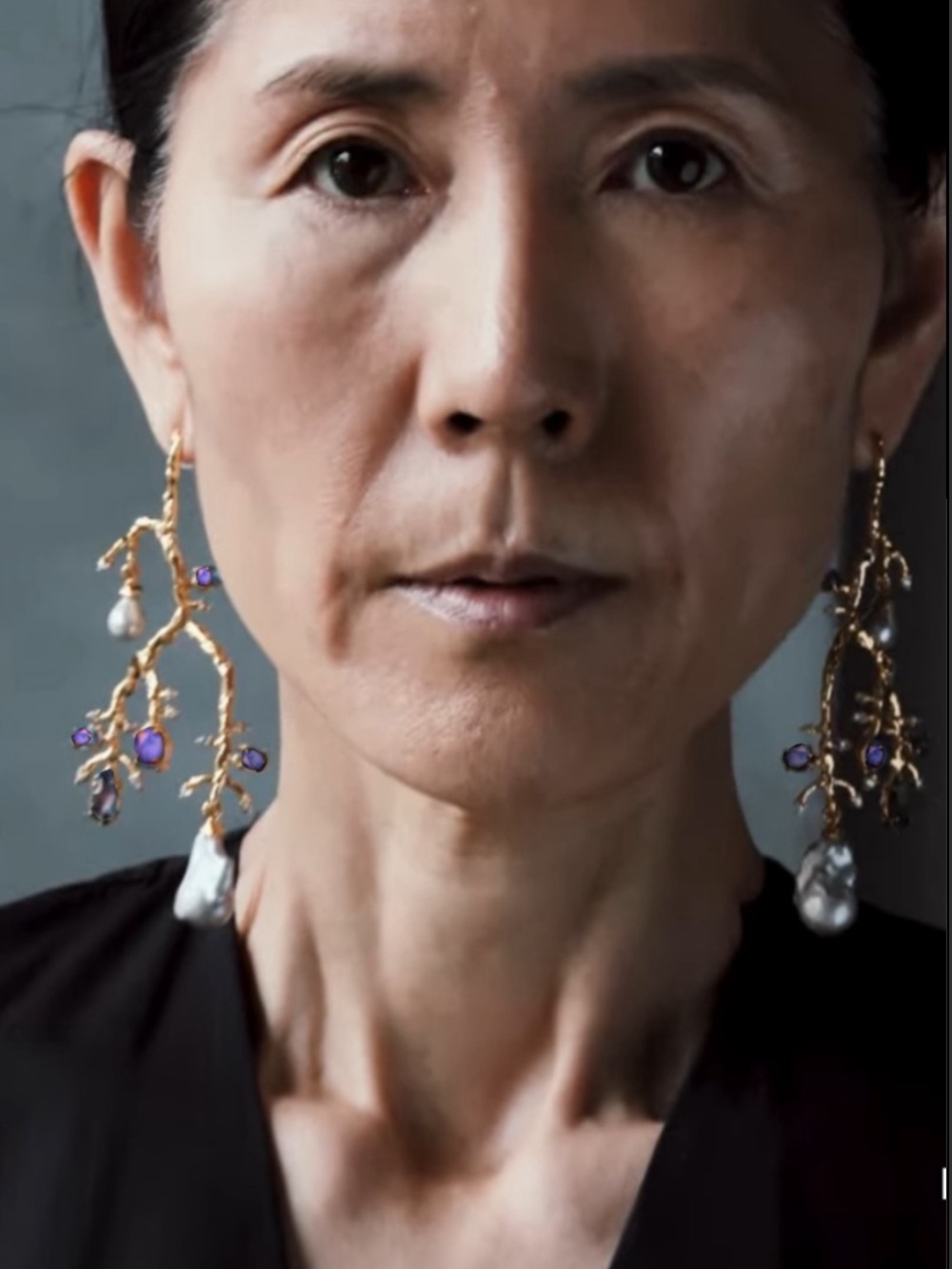 ALEXIS BITTAR Dream Brut Pearl and Stone Branch Mobile Drop Earrings